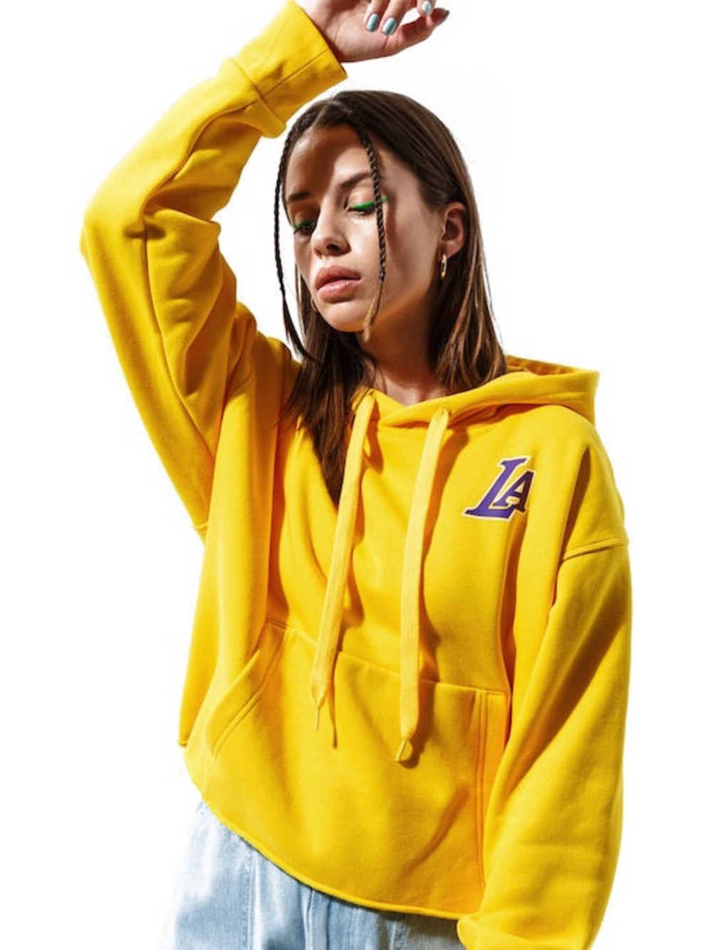 Los Angeles Lakers Nike Gold Essential Pullover Cropped Hoodie-Oversized